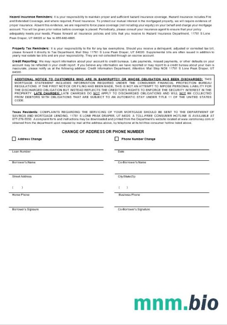 USA Varo Bank wyciąg z kredytu hipotecznego w formatach Word i PDF 3